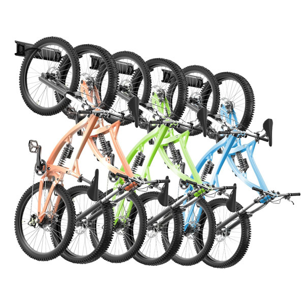 Latitude Run® Bike Storage Rack 6Bike Capacity with Helmet Hooks